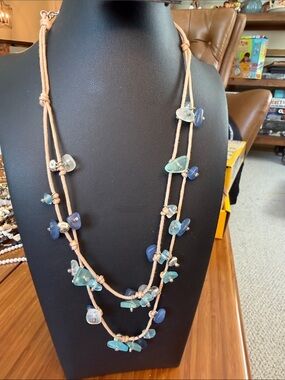 Coldwater Creek Blue & Aqua Multi-Strand Beaded Necklace